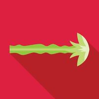 Single stalk of celery with leaves on red background vector