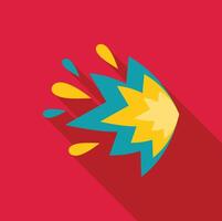 Explosion flash with fire and smoke flat icon with long shadow vector