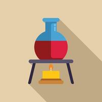 Round bottom flask being heated over candle with long shadow vector