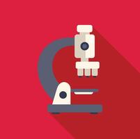Microscope standing on red background with long shadow vector