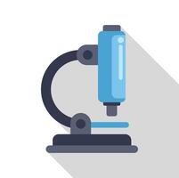 Blue microscope standing on a table with long shadow vector