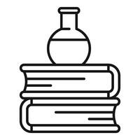 Flask standing on stack of books symbolizing scientific research vector