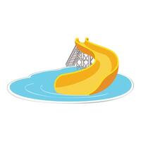 Yellow water slide emerging from swimming pool at water park vector
