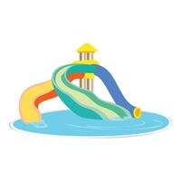 Colorful water slides going down into swimming pool on white background vector