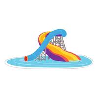 Colorful water slide extending into swimming pool on white background vector