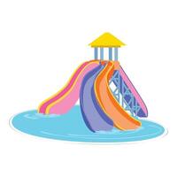 Colorful water slides entering swimming pool on white background vector