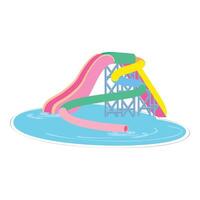 Colorful water slides going into swimming pool on white background vector