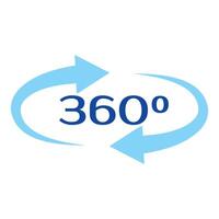 360 degree rotation angle with circular arrows icon vector