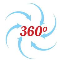 360 degrees arrows showing full coverage vector