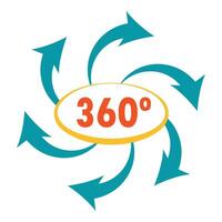 360 degrees arrows rotating showing full coverage vector