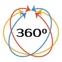 Three hundred sixty degree arrows rotating showing full coverage vector
