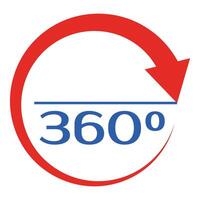 Red arrow making full circle 360 degrees rotation vector