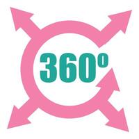 360 degree arrows rotating showing full coverage vector
