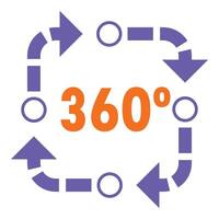360 degrees angle showing continuous process vector