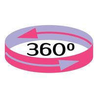 360 degree rotation sign with circular arrows vector