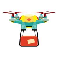 Modern delivery drone carrying package while flying vector