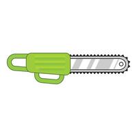 Green chainsaw lying horizontally pointing right vector