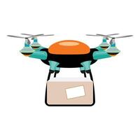 Drone carrying a package for fast delivery service vector