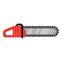 Red chainsaw cutting with sharp blade on white background vector