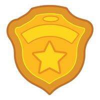 Golden sheriff badge with blank banner for adding text vector