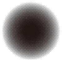 Monochrome Dark Round Gradation Screen Tones Isolated On A White Background. vector