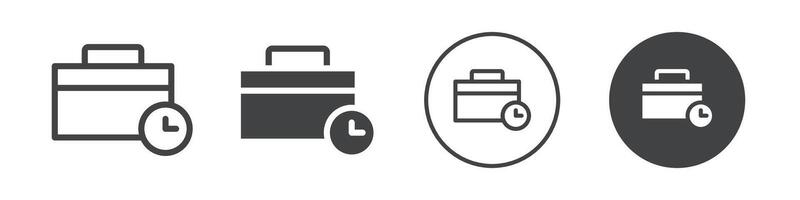 Briefcase with clock icon logo outline vector