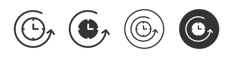 clock with arrow icon logo outline vector