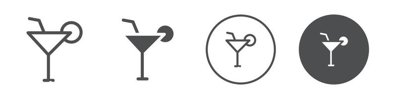 Cocktail glass with straw icon logo outline vector