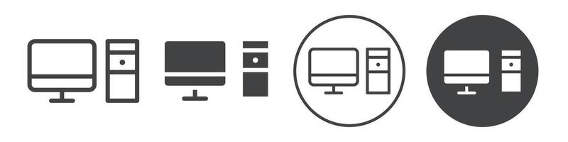 Desktop computer icon logo outline vector