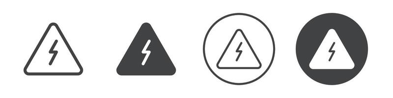 Lightning bolt inside a triangle icon logo outline vector