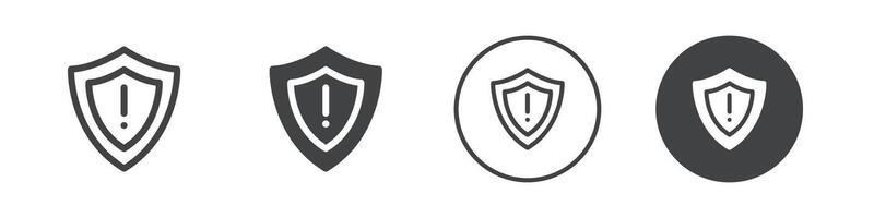 Shield with an exclamation mark icon logo outline vector