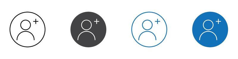 Add new user icon flat editable icon mark set. vector