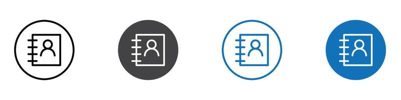 Address book icon flat editable icon mark set. vector