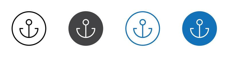 Anchor icon flat editable icon mark set. vector