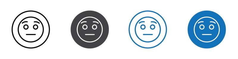 Anguished emoji icon flat editable icon mark set. vector