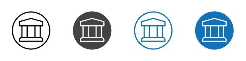 Bank icon flat editable icon mark set. vector