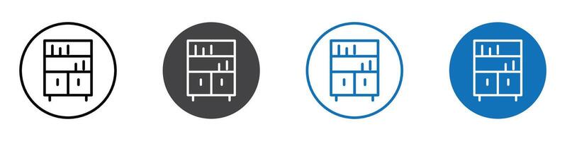Book shelf icon flat editable icon mark set. vector