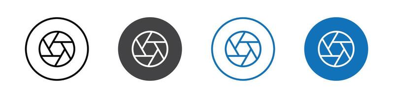 Camera aperature icon flat editable icon mark set. vector