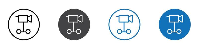Camera wheels icon flat editable icon mark set. vector