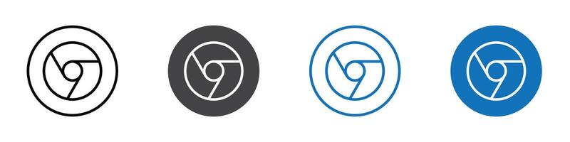 Chrome icon flat editable icon mark set. vector