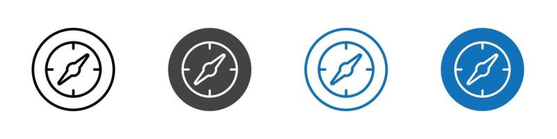 Compass icon flat editable icon mark set. vector