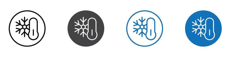 Cold temperature icon flat editable icon mark set. vector