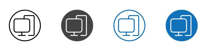 Computer desktop icon flat editable icon mark set. vector