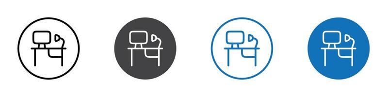 Computer desk icon flat editable icon mark set. vector