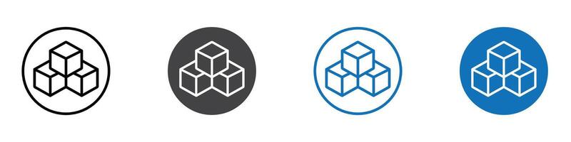 Cube icon flat editable icon mark set. vector