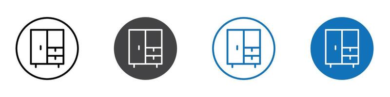 Cupboard icon flat editable icon mark set. vector