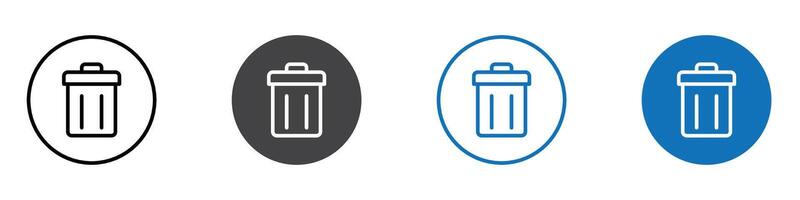 Dust bin icon flat editable icon mark set. vector