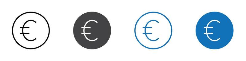 Euro icon flat editable icon mark set. vector