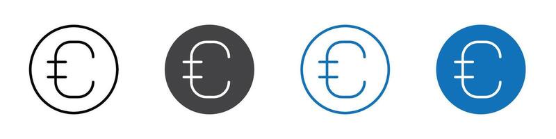 Euro icon flat editable icon mark set. vector