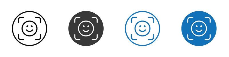 Face id scan icon flat editable icon mark set. vector